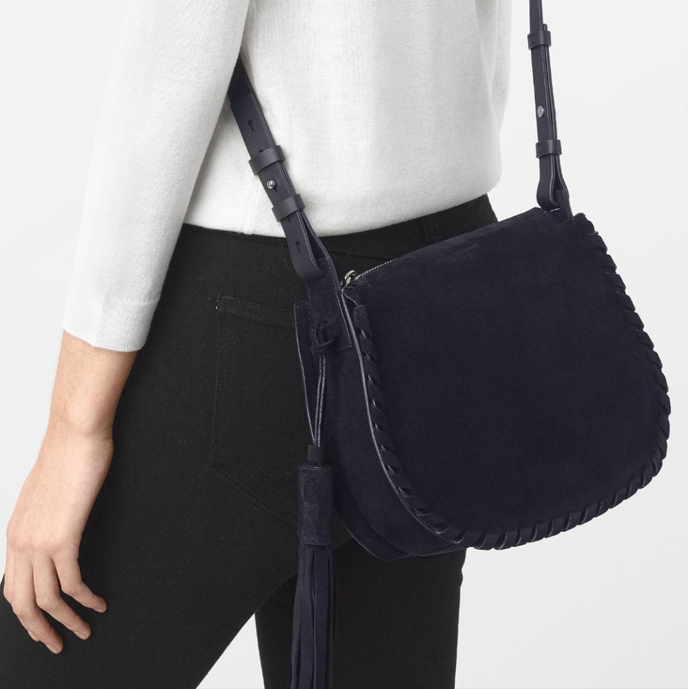 ALLSAINTS MORI BLACK PEBBLED LEATHER TOP HANDLE CROSSBODY/SHOULDER BAG - Picture 3 of 16